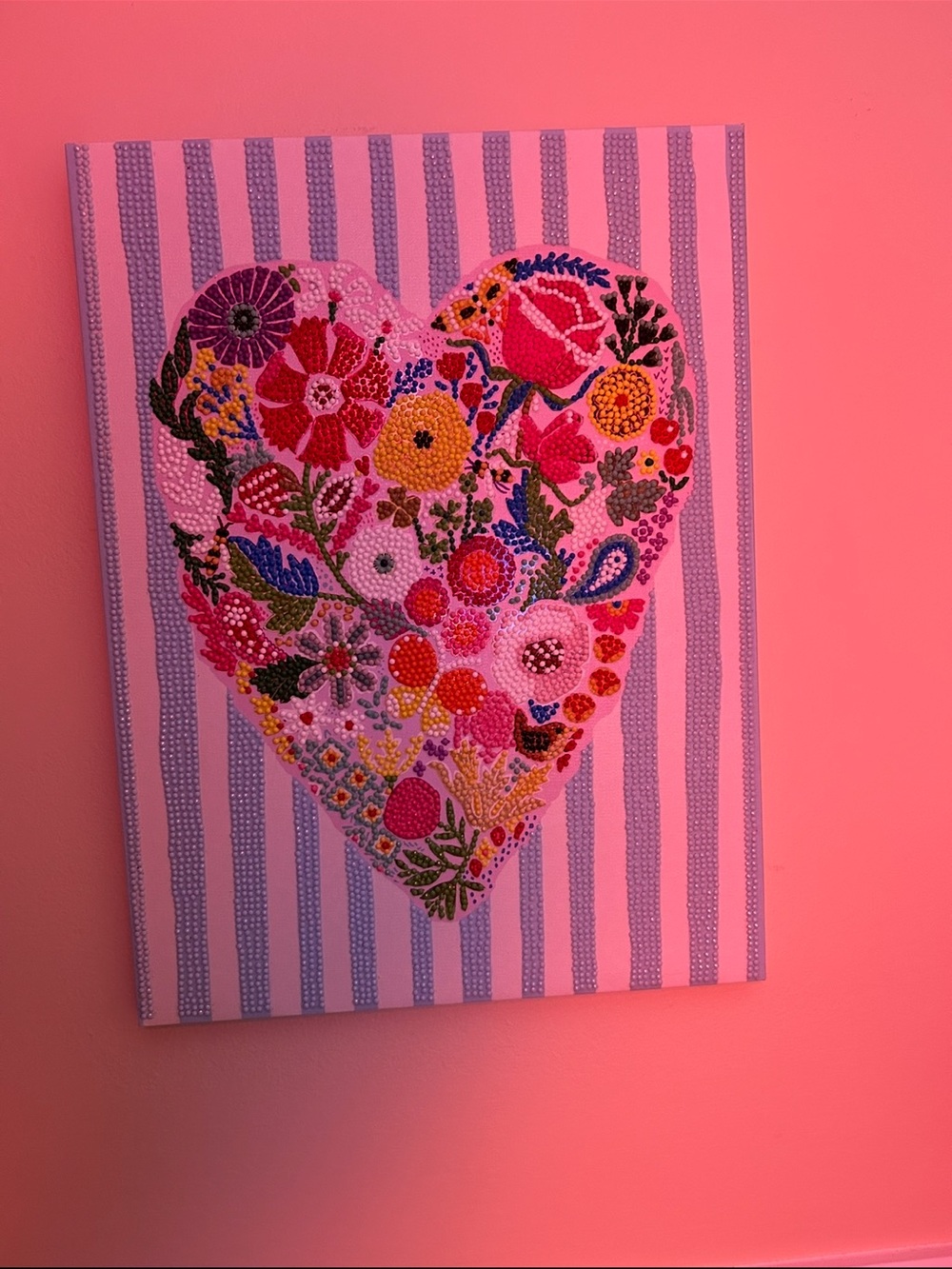Hobby Lobby Pink & Purple Floral Heart Canvas Art